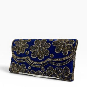 cartera azul flores
