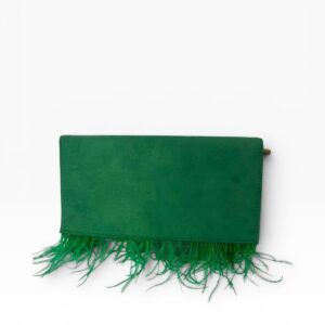 cartera verde  plumitas