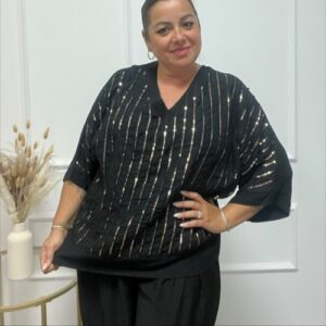 BLUSA DE LENTEJUELA NEGRA