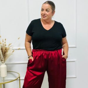PANTALON SATEN BURDEOS