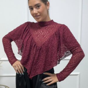 BLUSA VOLANTE BURDEOS