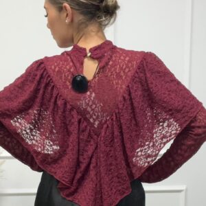 Alternative view of BLUSA VOLANTE BURDEOS